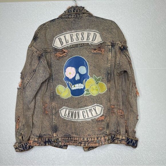 Alchemist Blessed Lemon City Distressed Denim Jacket XS - Picture 3 of 5